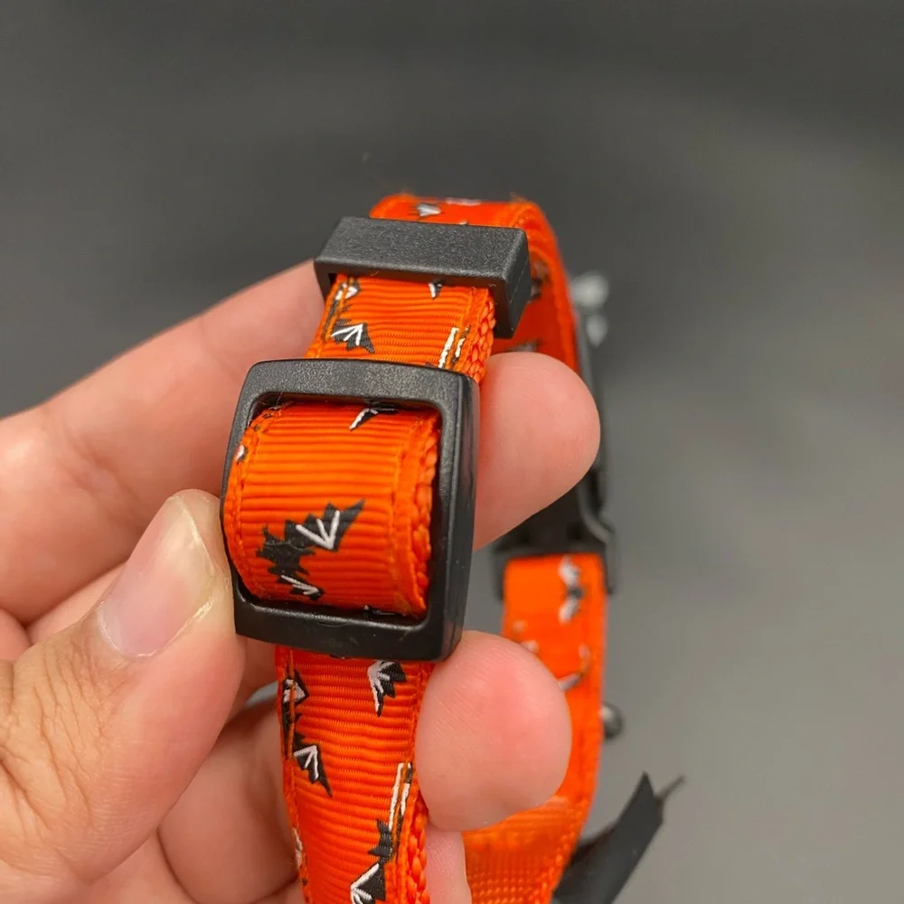 Dog size small/medium orange bat bowtie pet collar